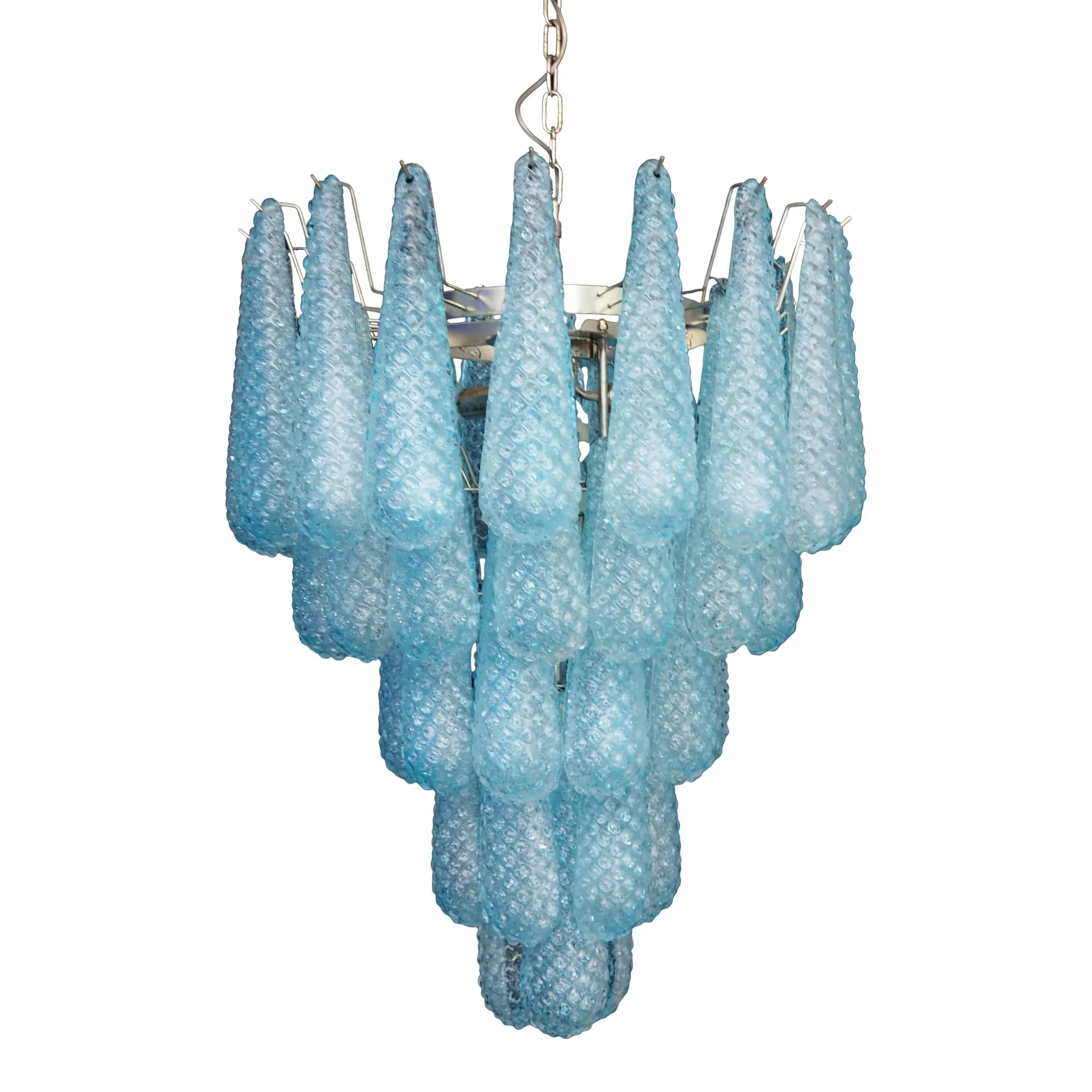 Vintage Murano Blue Petals Drop Glass Chandelier product image