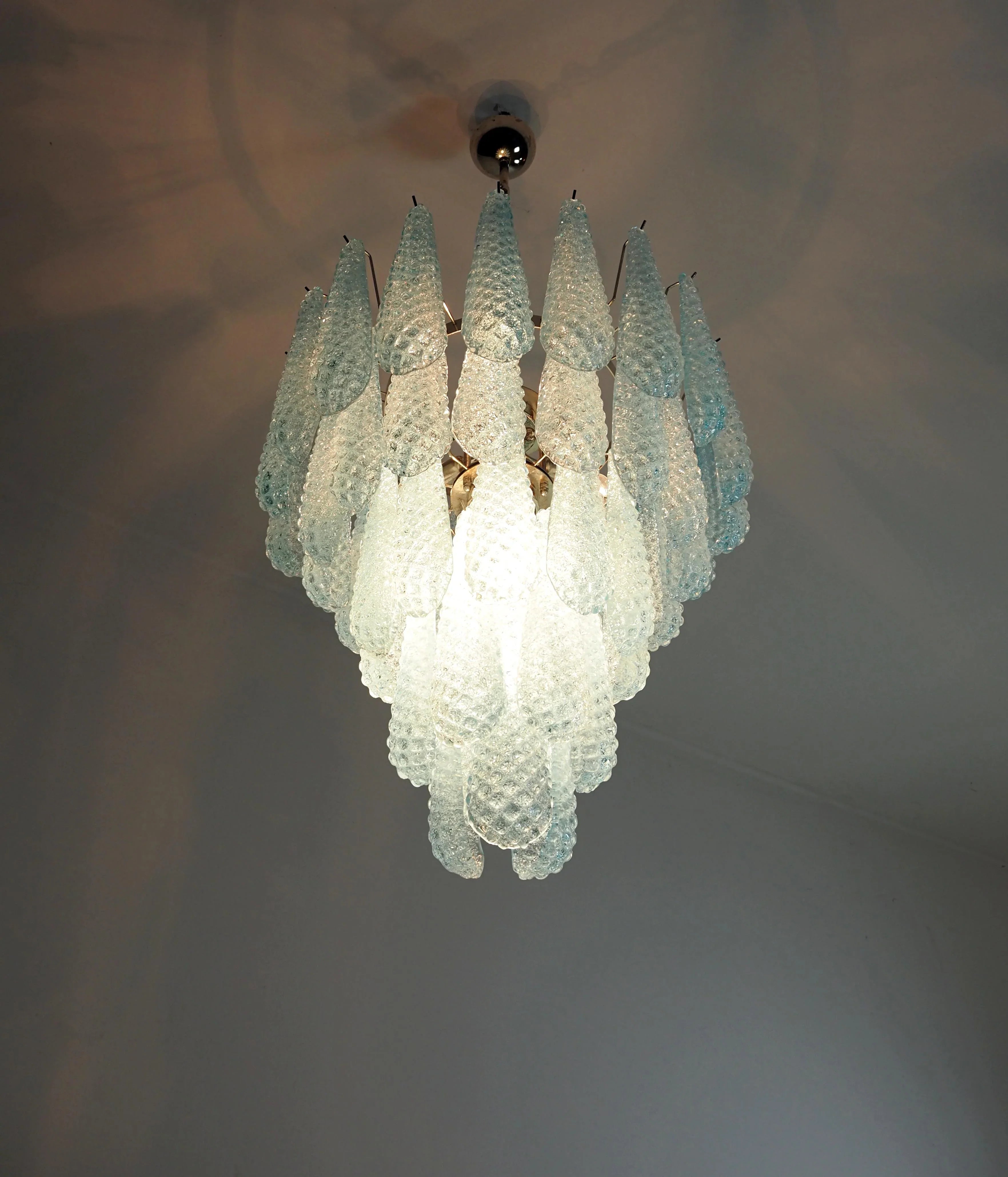 Vintage Murano Blue Petals Drop Glass Chandelier product image