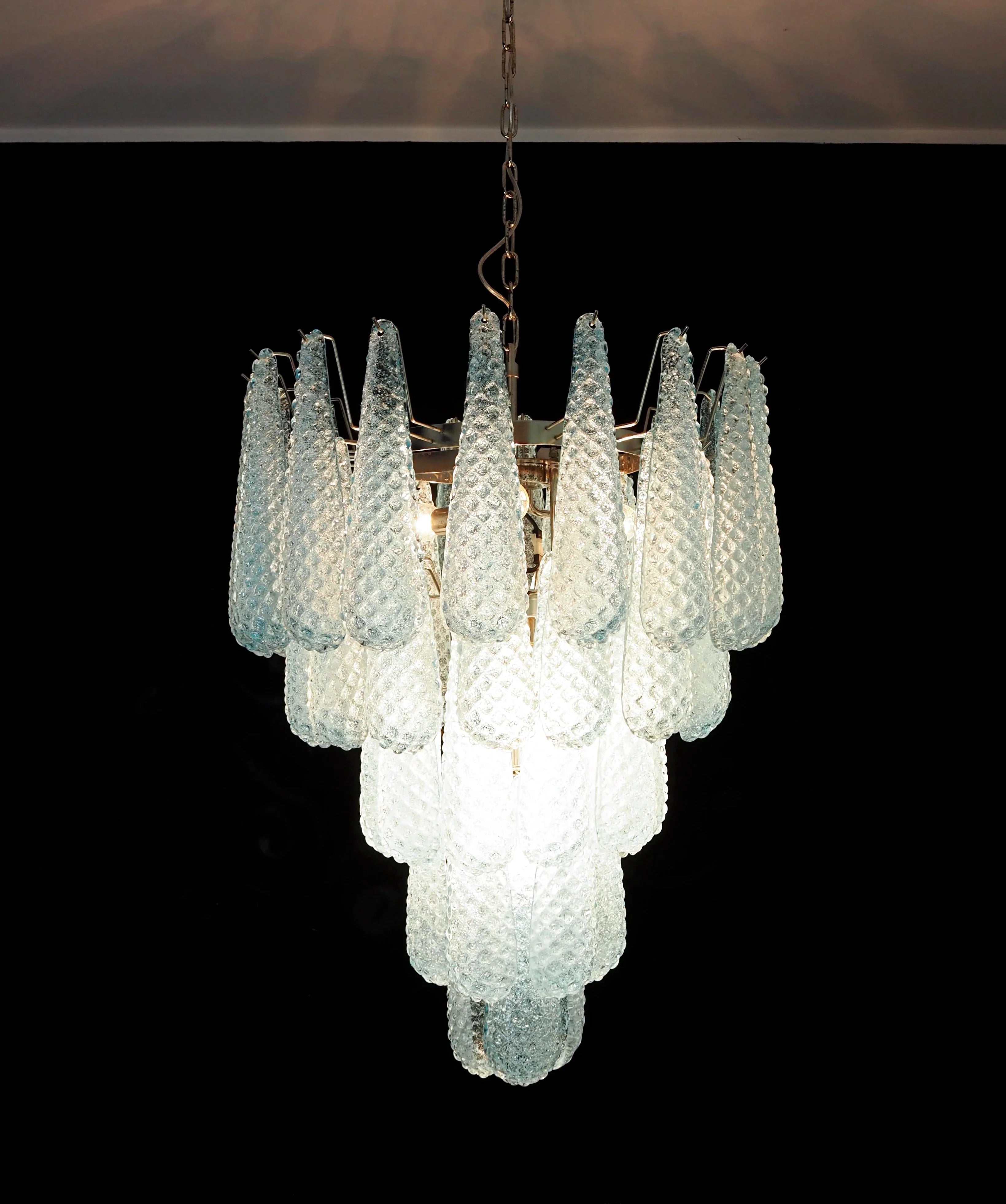Vintage Murano Blue Petals Drop Glass Chandelier product image