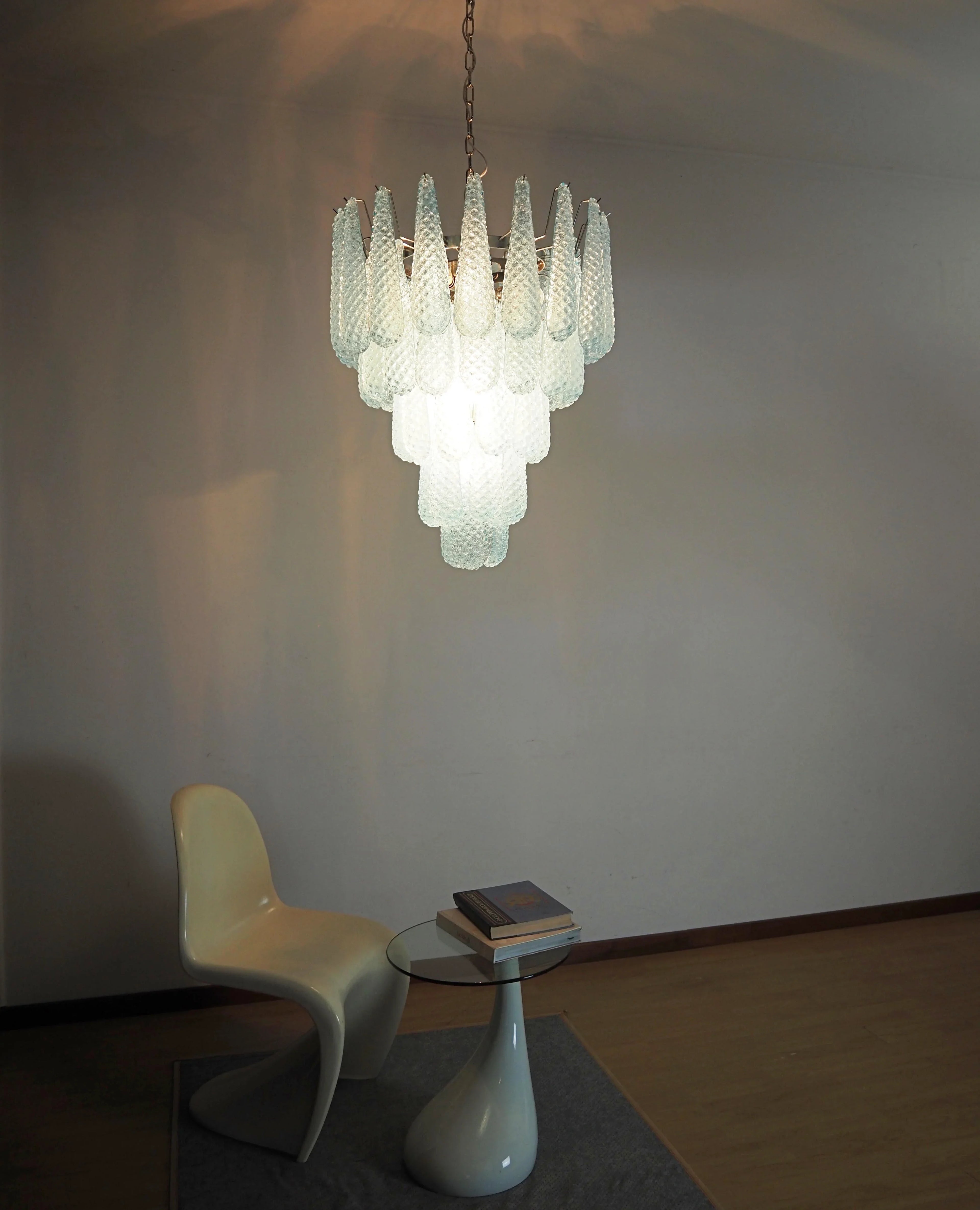 Vintage Murano Blue Petals Drop Glass Chandelier product image