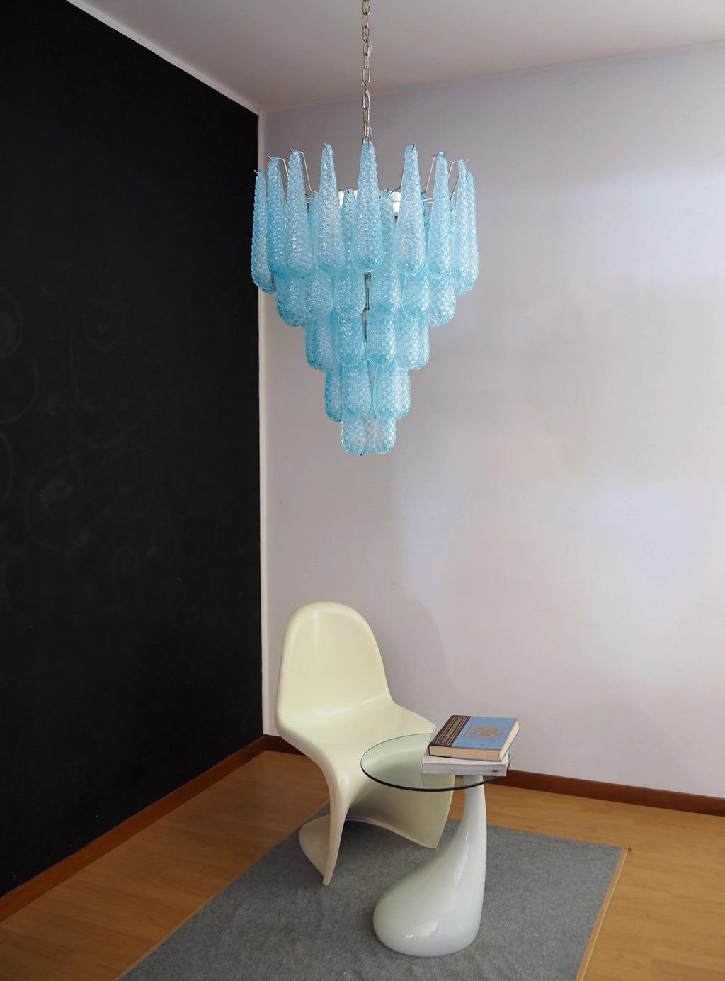 Vintage Murano Blue Petals Drop Glass Chandelier product image