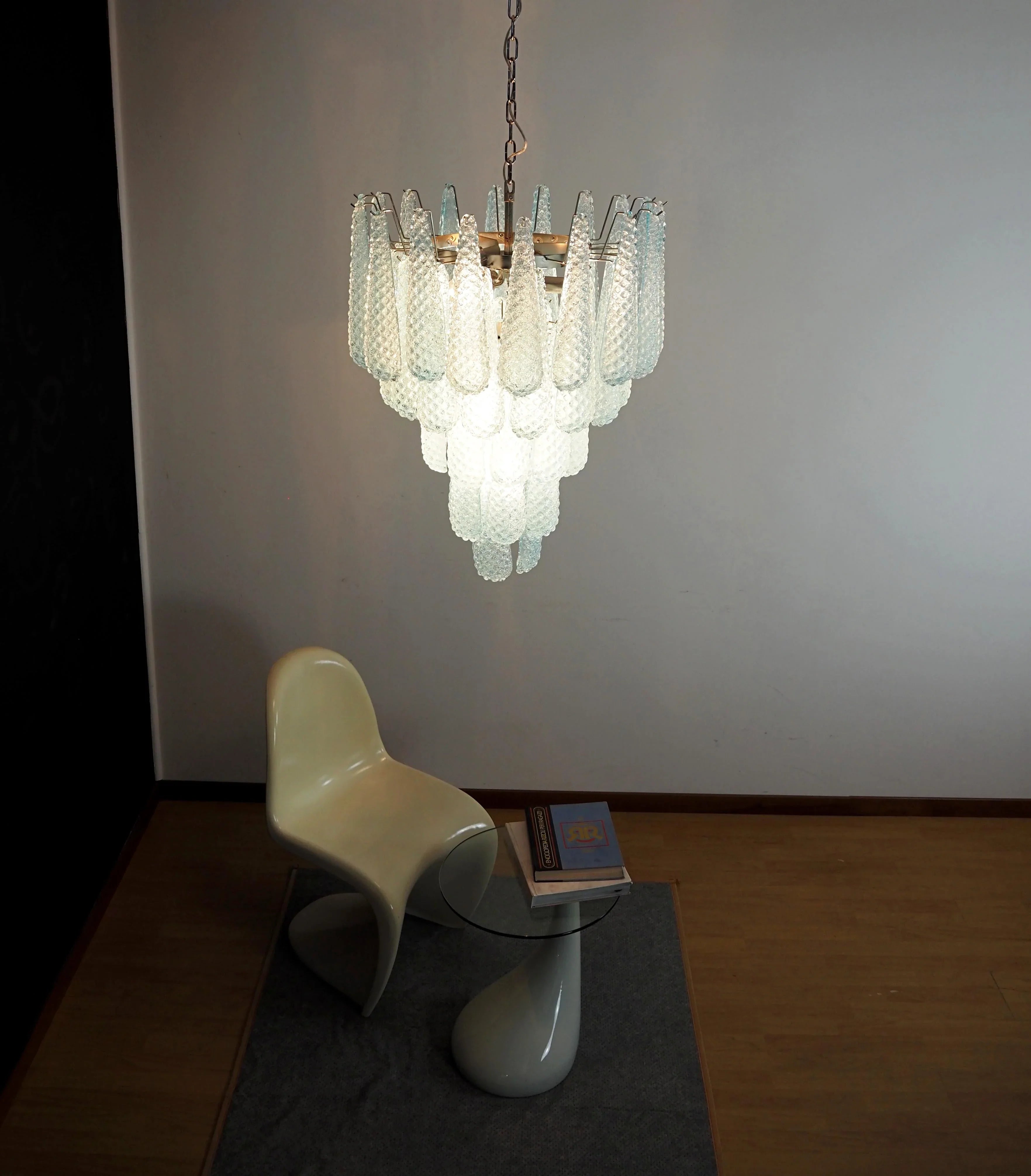 Vintage Murano Blue Petals Drop Glass Chandelier product image