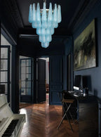 Vintage Murano Blue Petals Drop Glass Chandelier product image