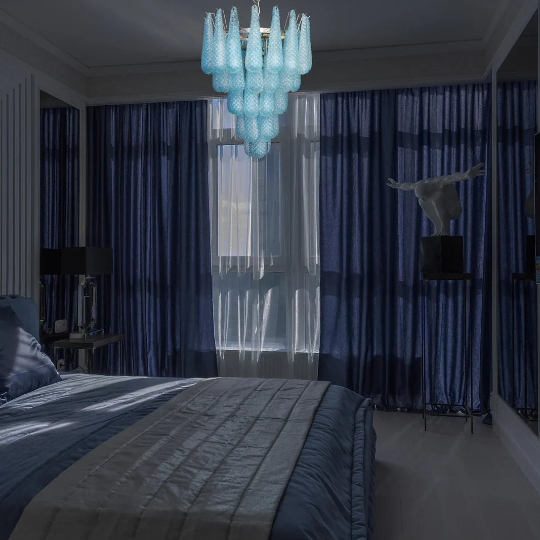 Vintage Murano Blue Petals Drop Glass Chandelier product image