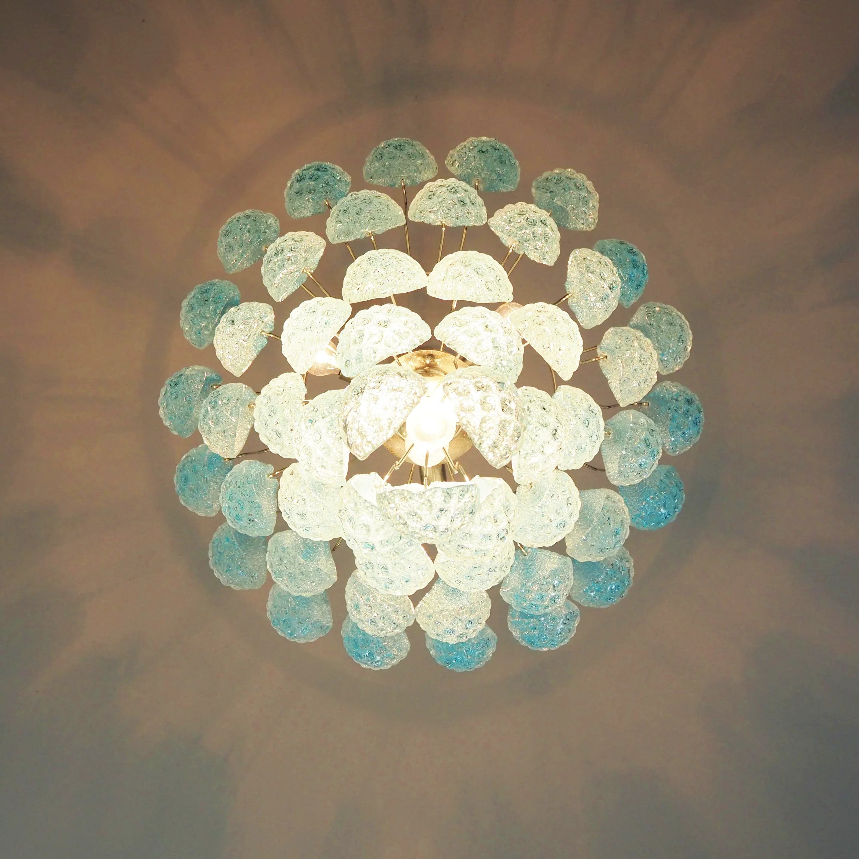 Vintage Murano Blue Petals Drop Glass Chandelier product image