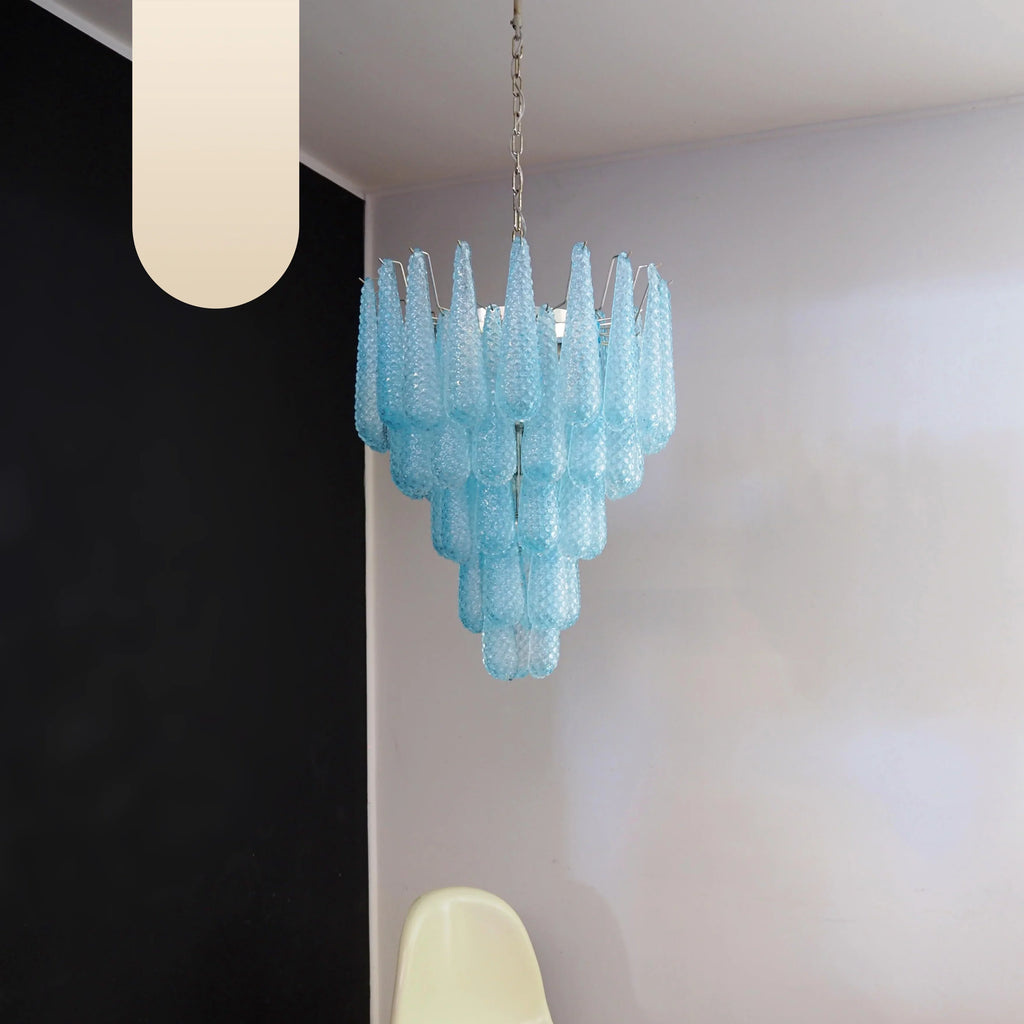 Vintage Murano Blue Petals Drop Glass Chandelier product image