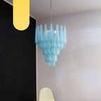 Vintage Murano Blue Petals Drop Glass Chandelier product image