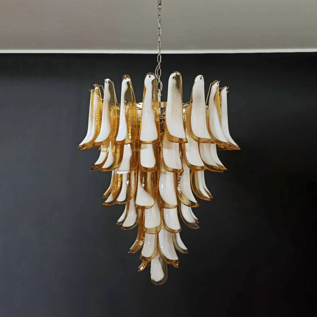 Vintage Murano Caramel Glass Petals Chandelier product image