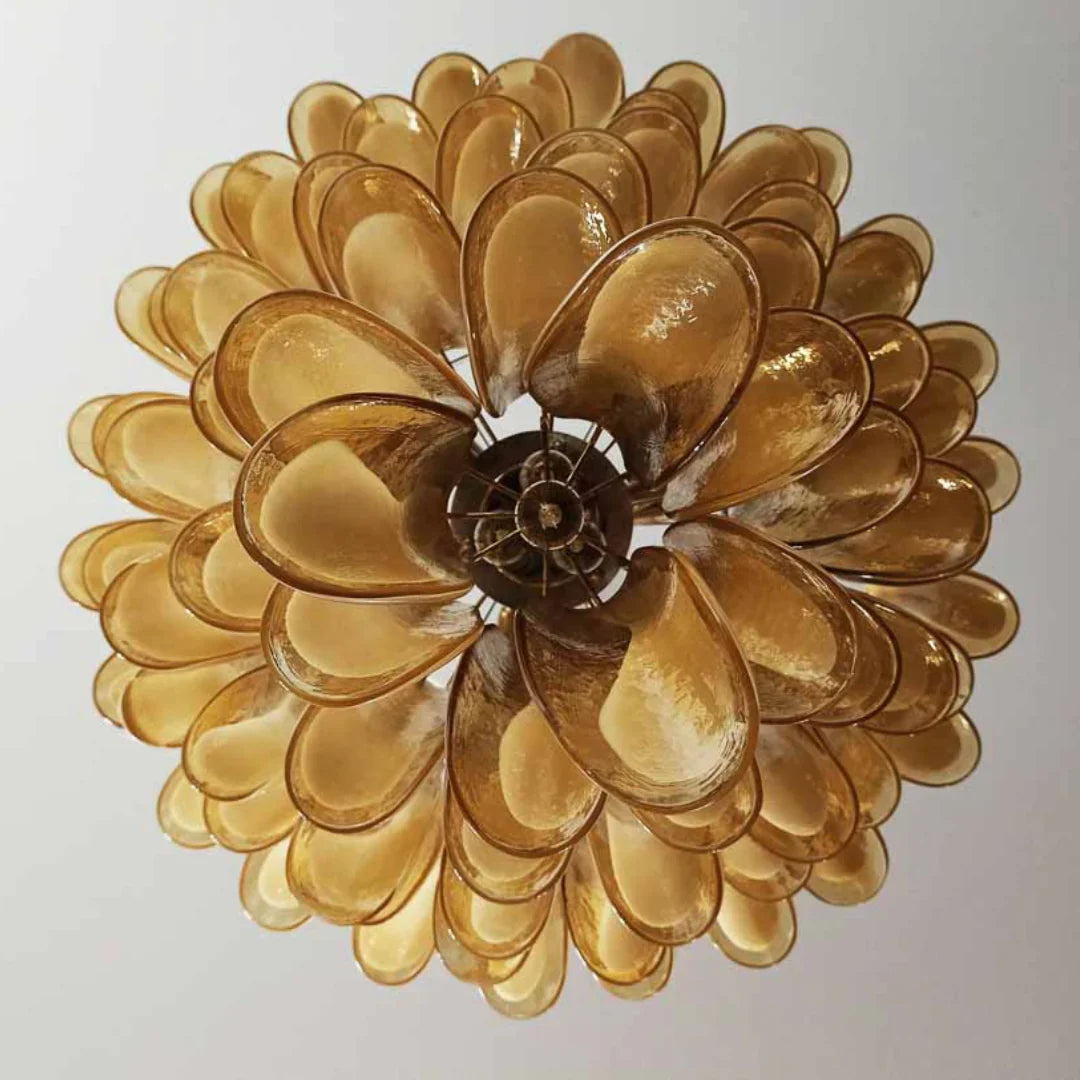 Vintage Murano Caramel Glass Petals Chandelier product image