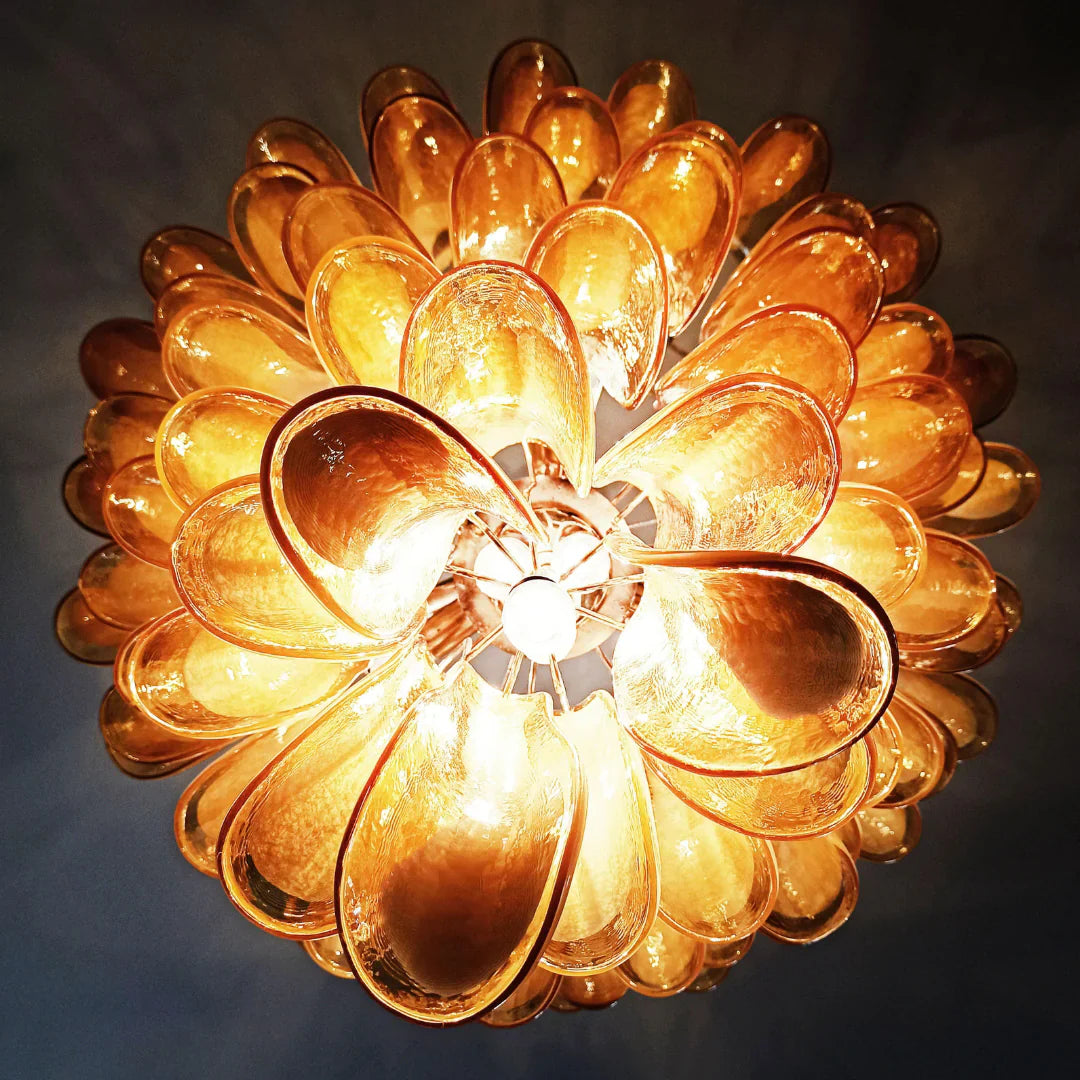 Vintage Murano Caramel Glass Petals Chandelier product image