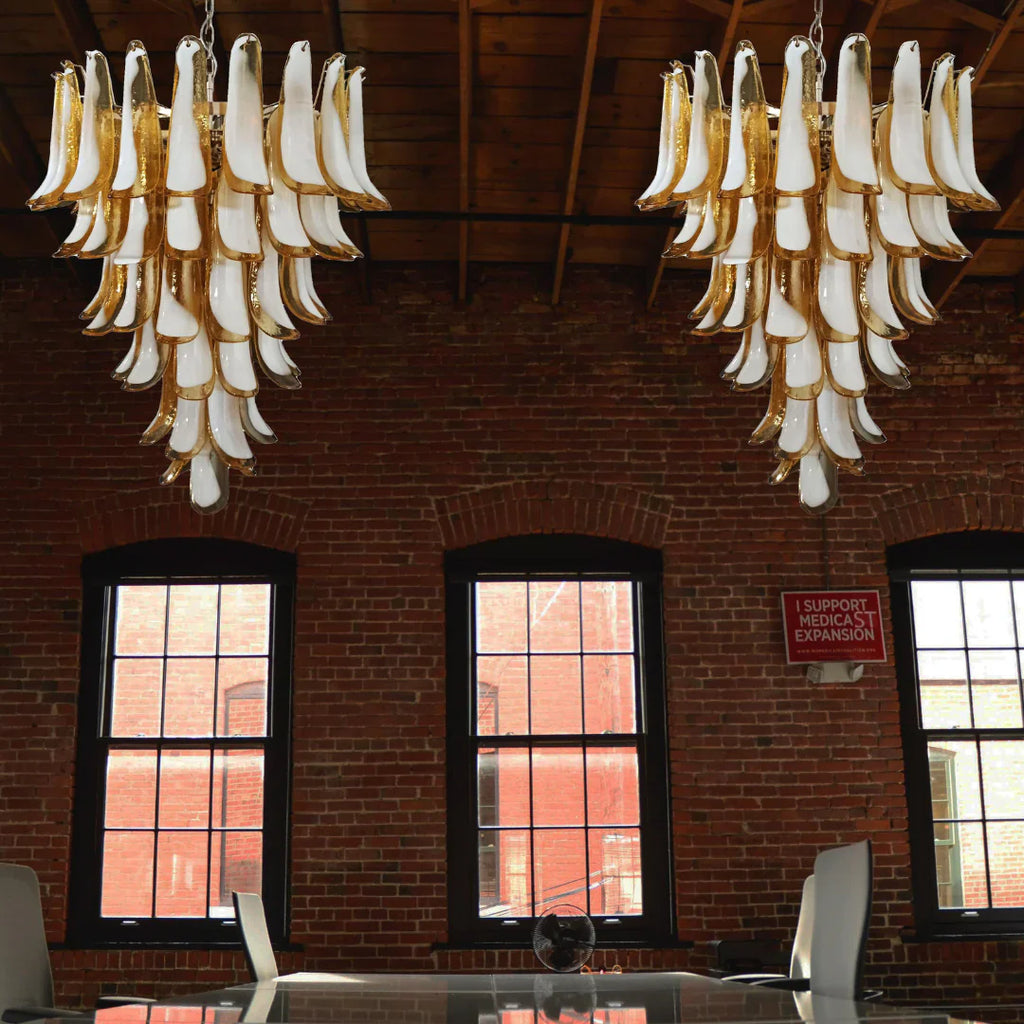 Vintage Murano Caramel Glass Petals Chandelier product image