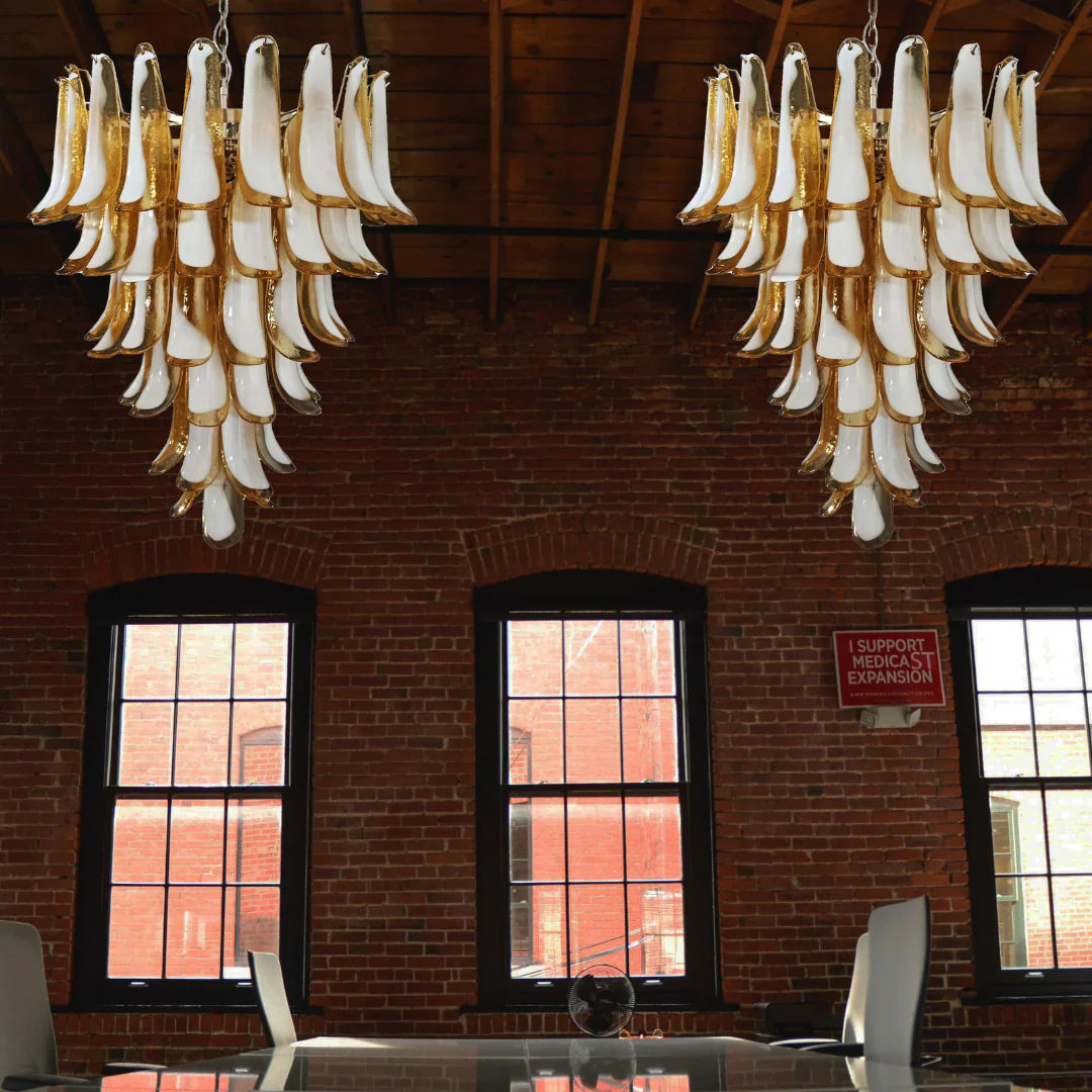 Vintage Murano Caramel Glass Petals Chandelier product image
