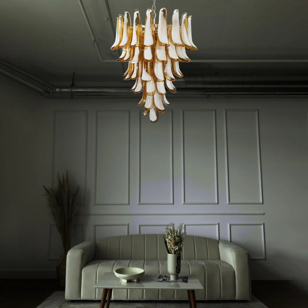 Vintage Murano Caramel Glass Petals Chandelier product image