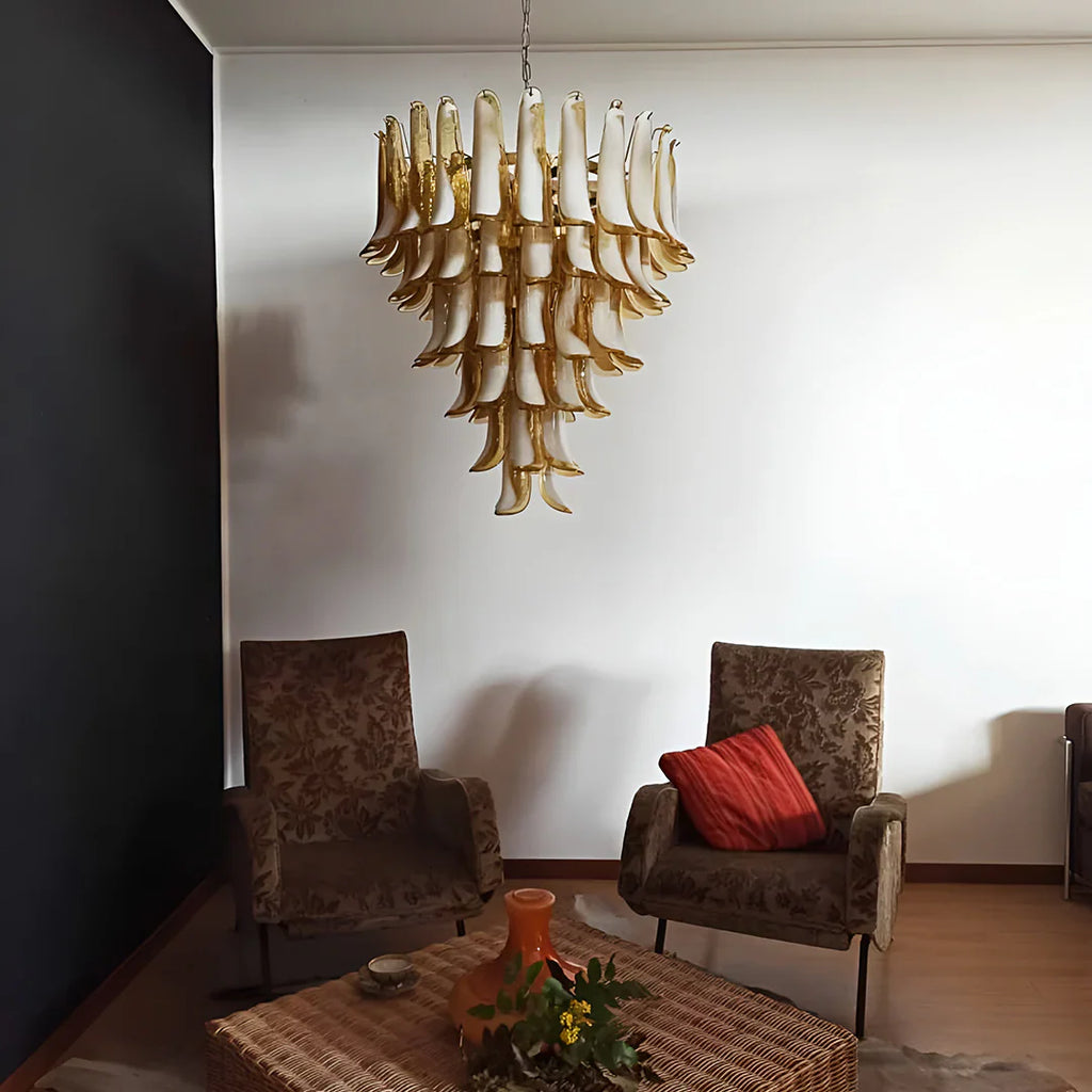 Vintage Murano Caramel Glass Petals Chandelier product image