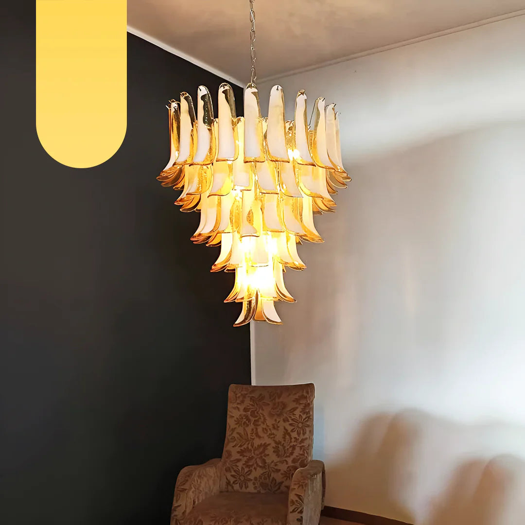 Vintage Murano Caramel Glass Petals Chandelier product image