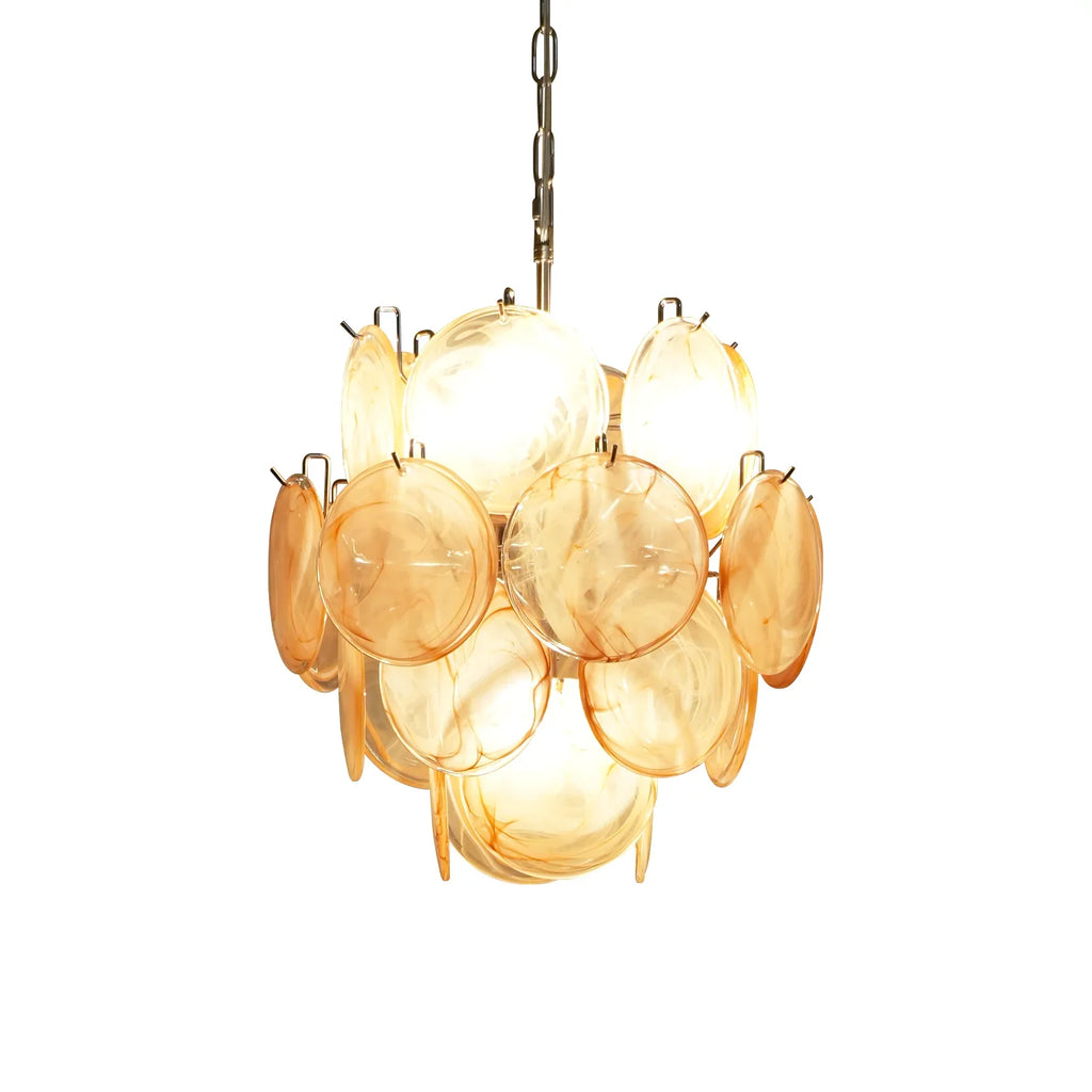 Vintage Murano Gold Glass Disks Chandelier by Bling Lighting Studio