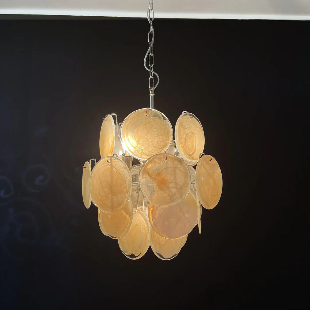 Vintage Murano Gold Glass Disks Chandelier product image