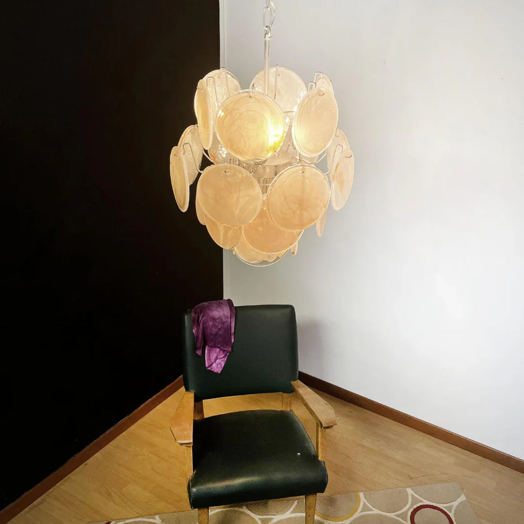 Vintage Murano Gold Glass Disks Chandelier product image