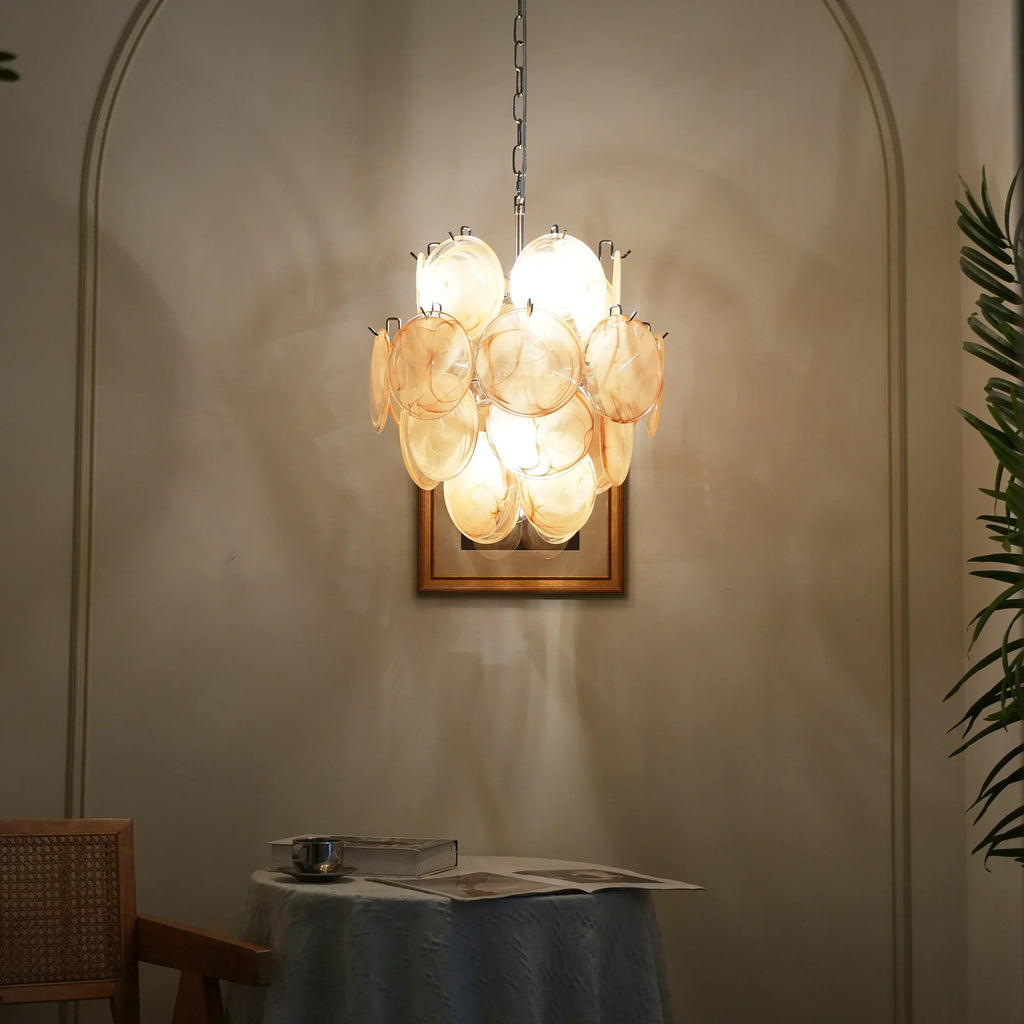 Vintage Murano Gold Glass Disks Chandelier additional product view