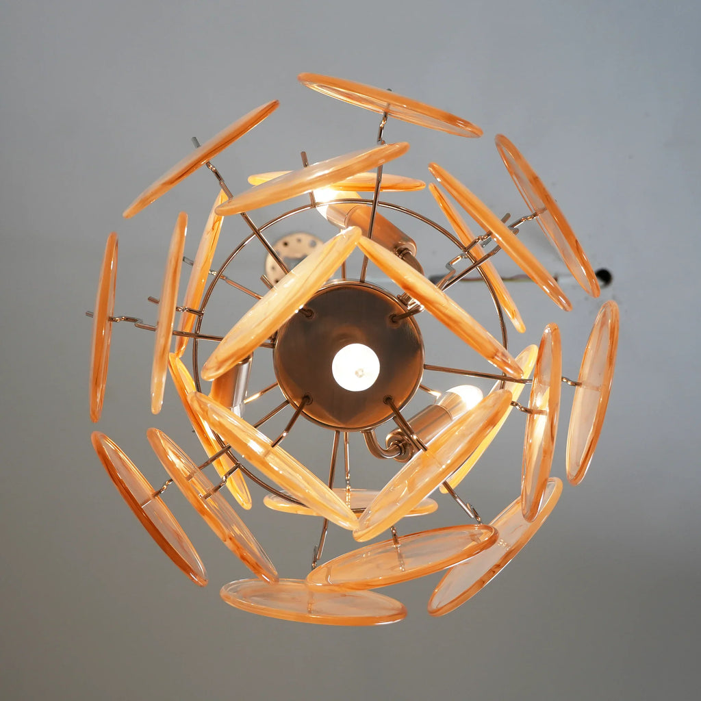 Vintage Murano Gold Glass Disks Chandelier product image