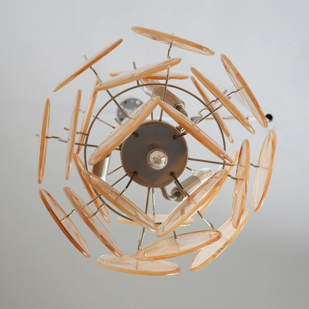 Vintage Murano Gold Glass Disks Chandelier product image
