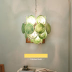 Vintage Murano Green Glass Disks Chandelier product image