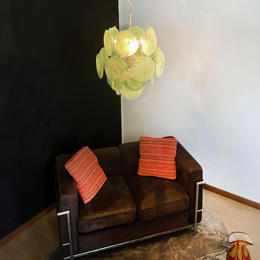 Vintage Murano Green Glass Disks Chandelier product image
