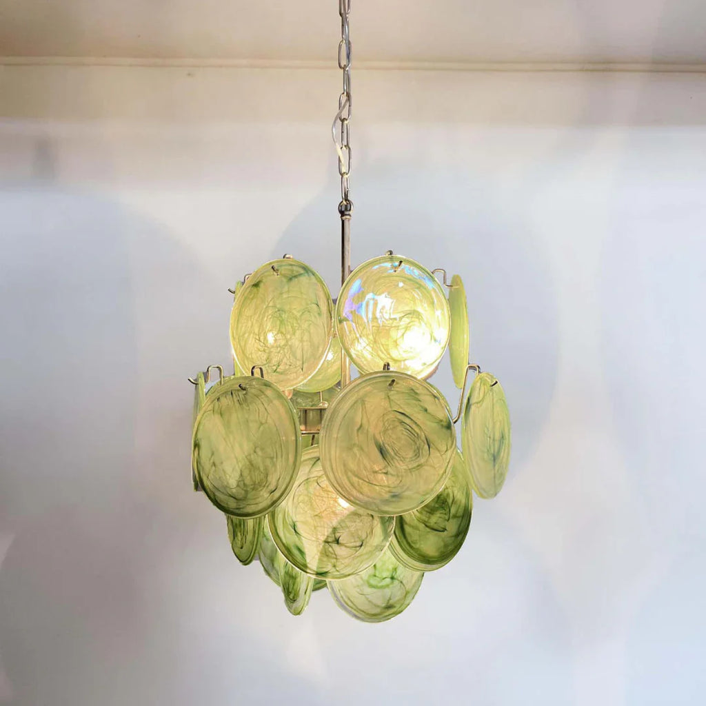Vintage Murano Green Glass Disks Chandelier product image