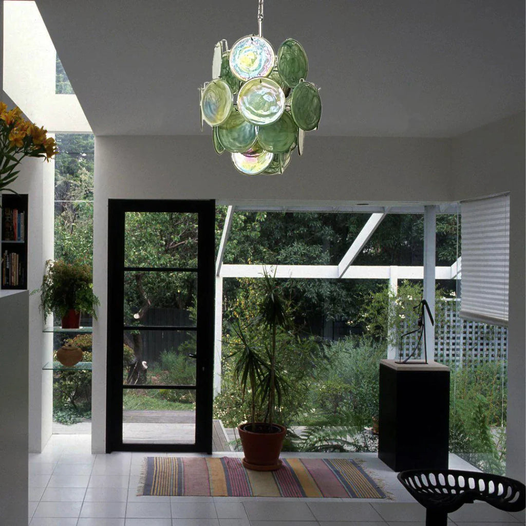 Vintage Murano Green Glass Disks Chandelier product image