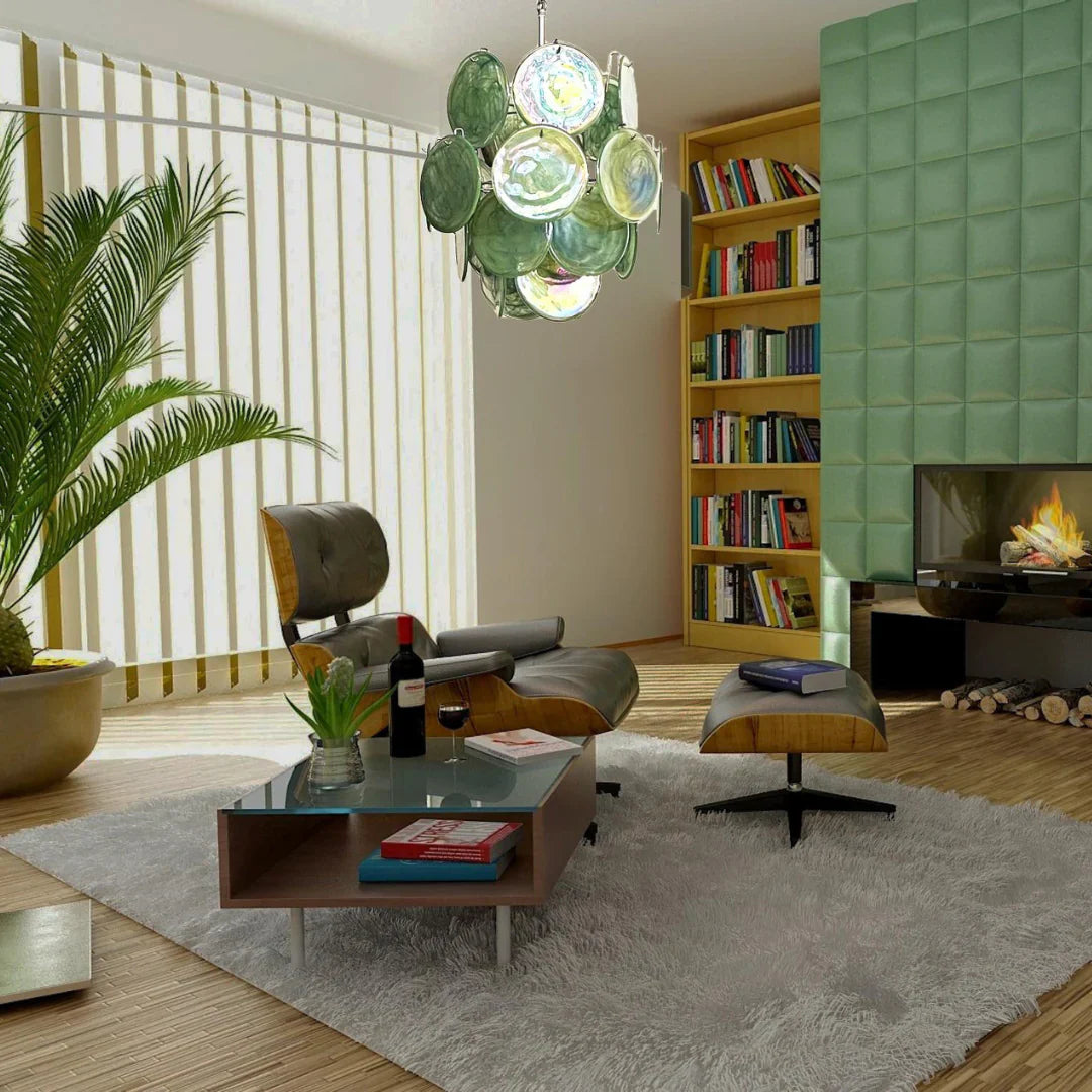 Vintage Murano Green Glass Disks Chandelier product image