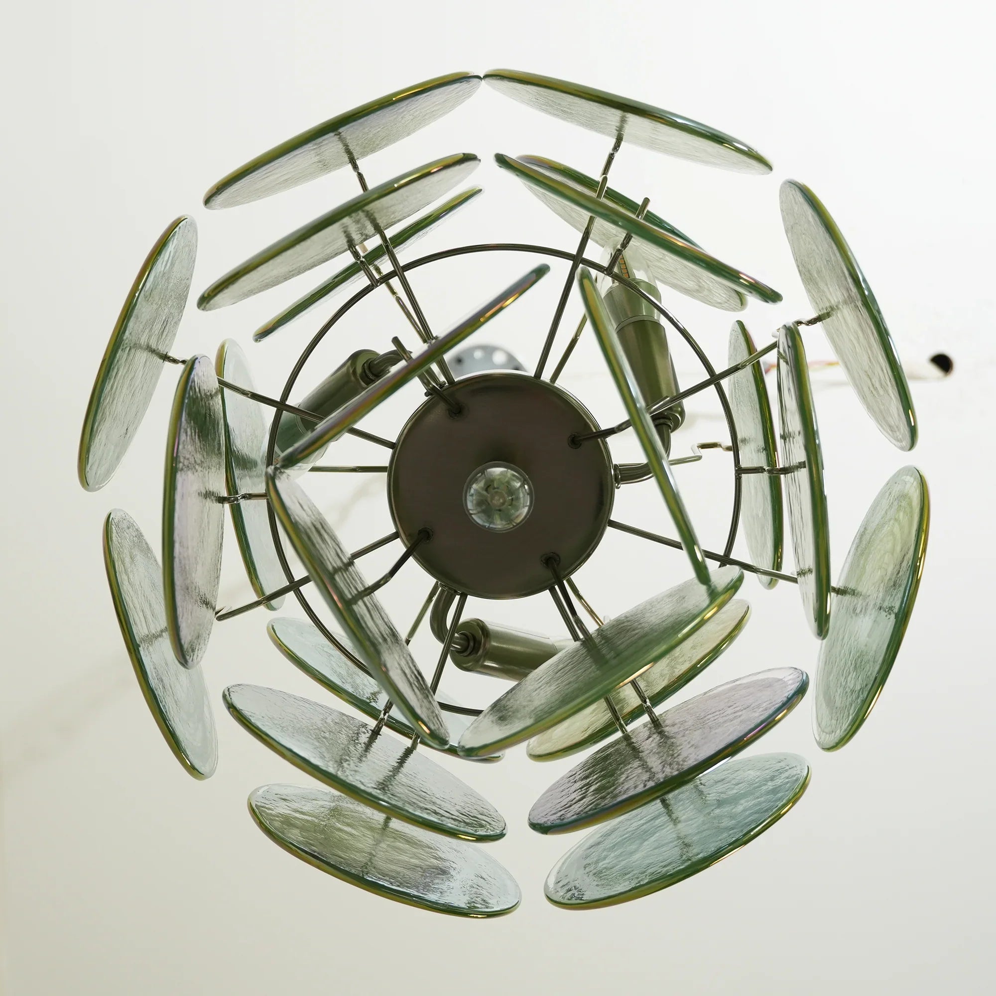 Vintage Murano Green Glass Disks Chandelier product image
