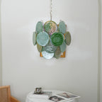Vintage Murano Green Glass Disks Chandelier product image