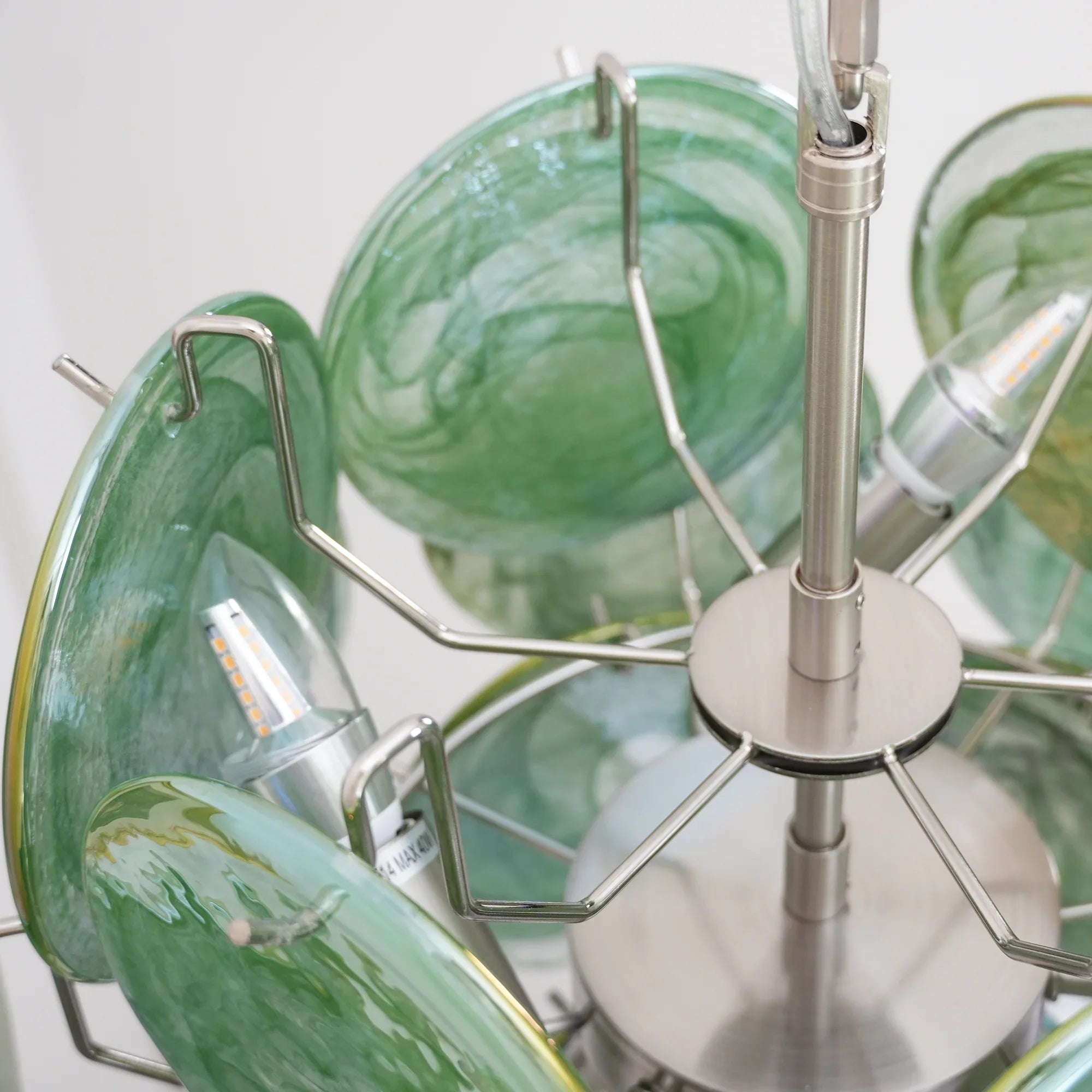 Vintage Murano Green Glass Disks Chandelier product image
