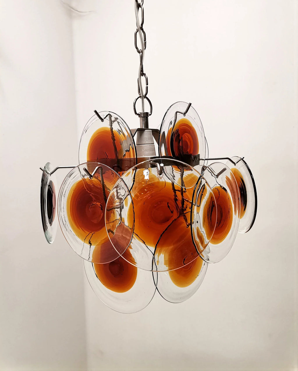 Vintage Murano Orange Brown Chandelier additional product view