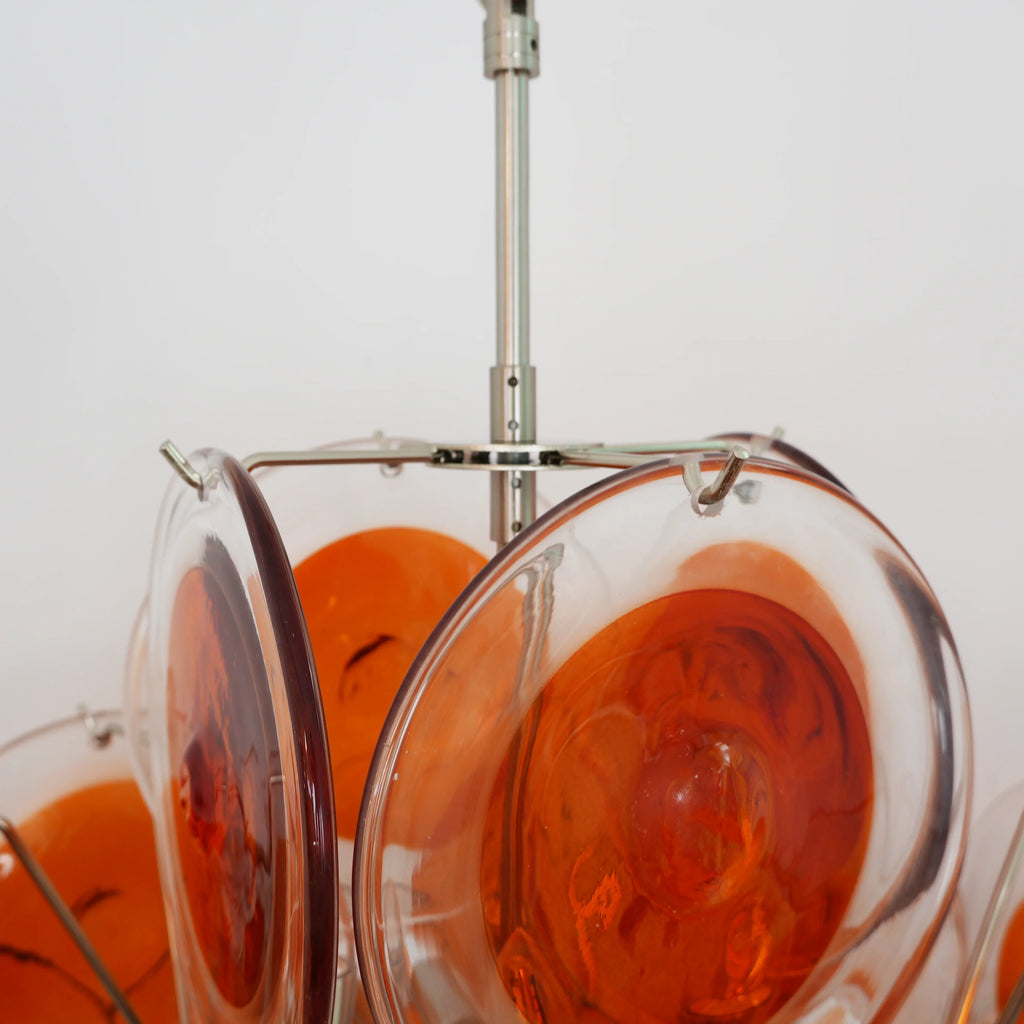 Vintage Murano Orange Brown Transparent Disc Chandelier product image