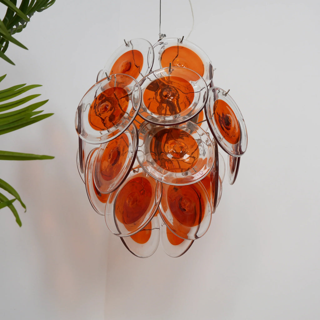 Vintage Murano Orange Transparent Disc Chandelier product image
