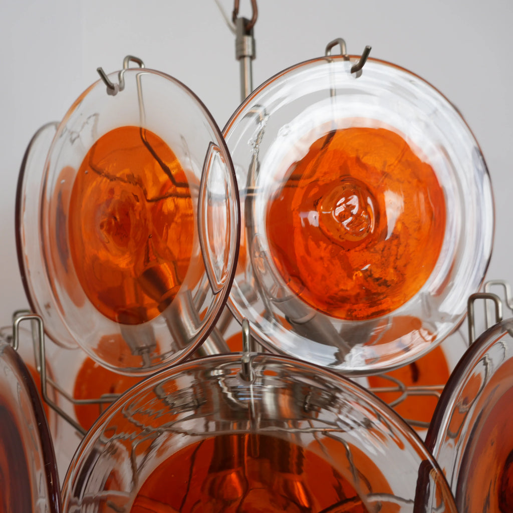 Vintage Murano Orange Transparent Disc Chandelier product image