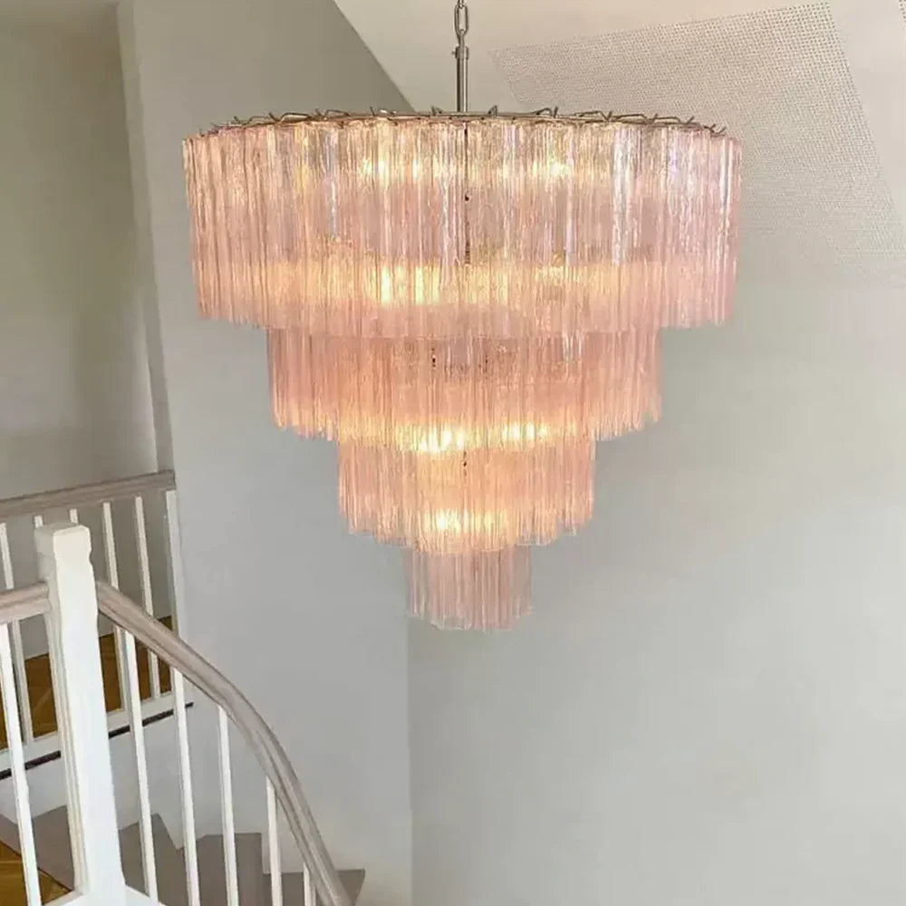 Pink Murano Star Shaped Glass Tube Chandelier product image