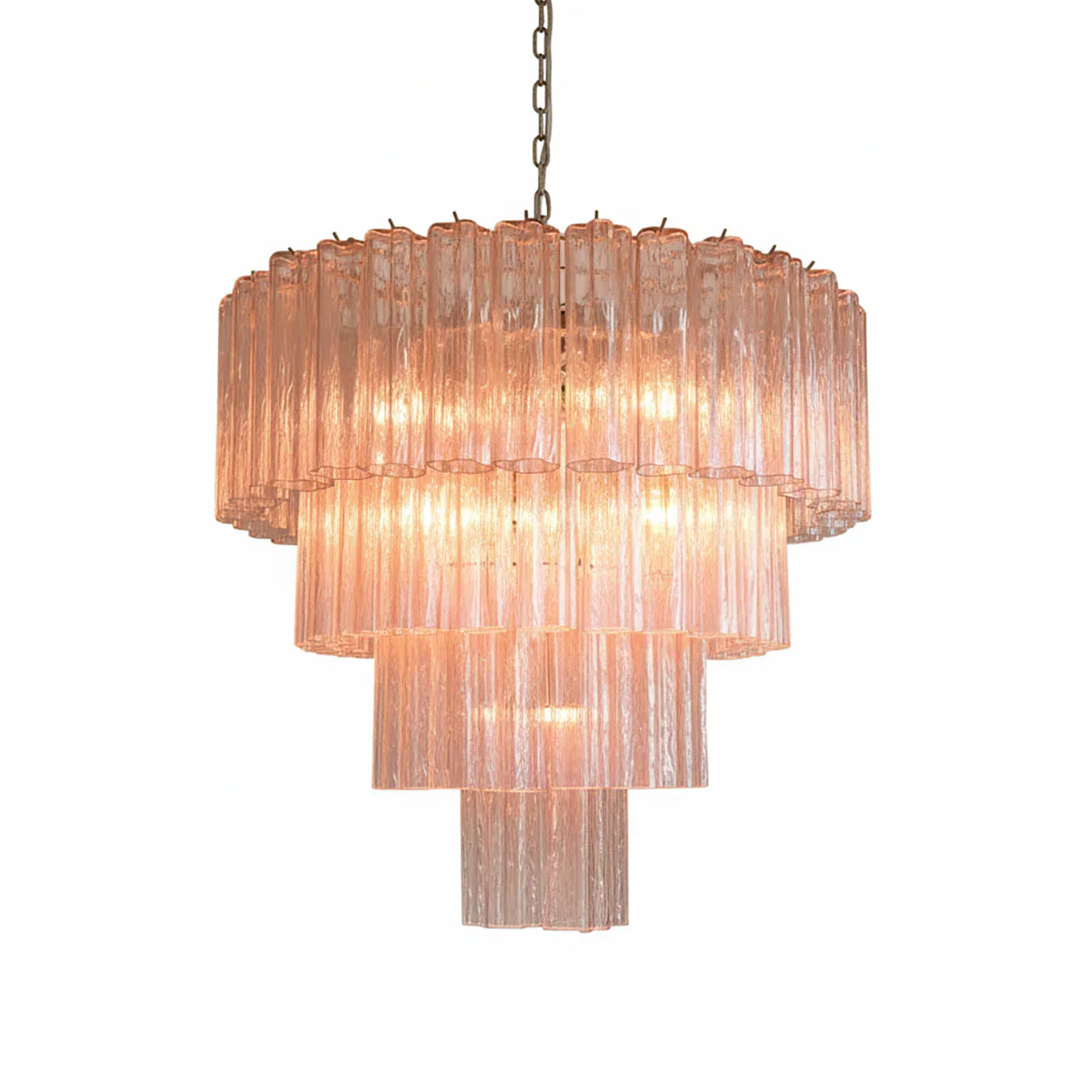 Pink Murano Star Shaped Glass Tube Chandelier by Bling Lighting Studio