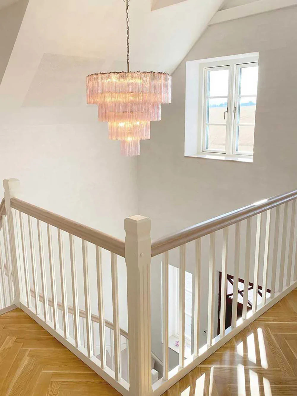 Pink Murano Star Shaped Glass Tube Chandelier product image
