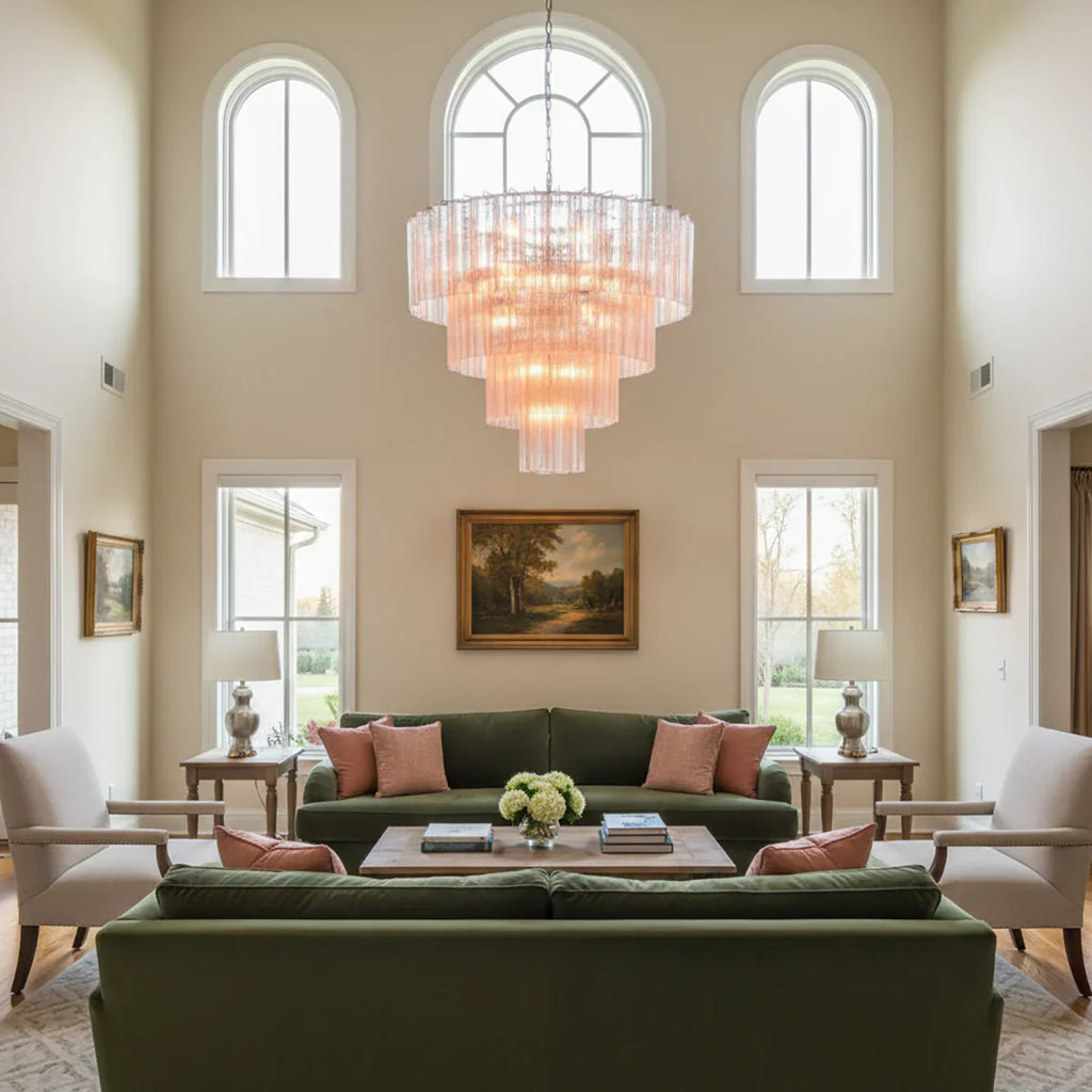 Pink Murano Star Shaped Glass Tube Chandelier product image