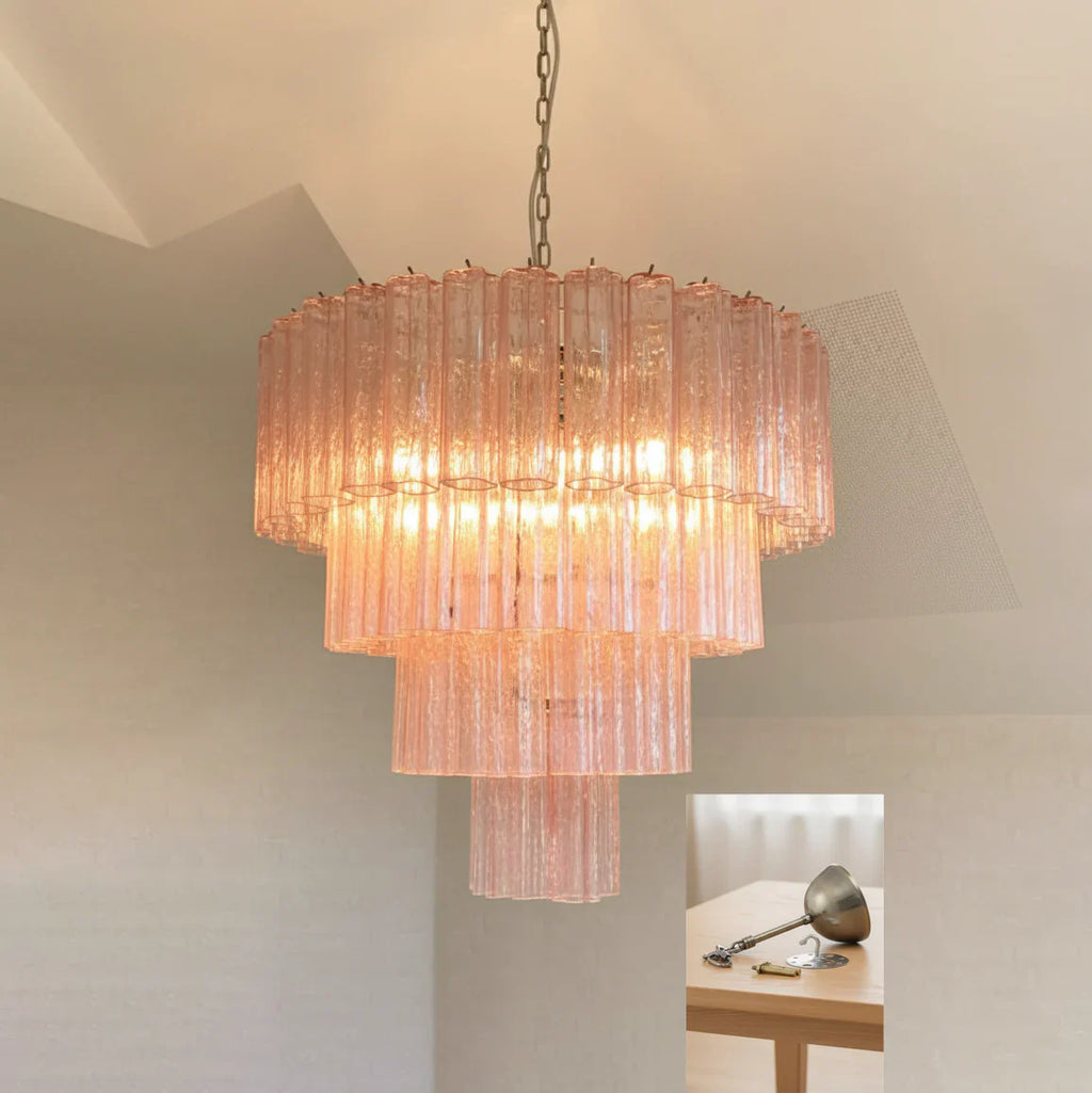 Pink Murano Star Shaped Glass Tube Chandelier product image