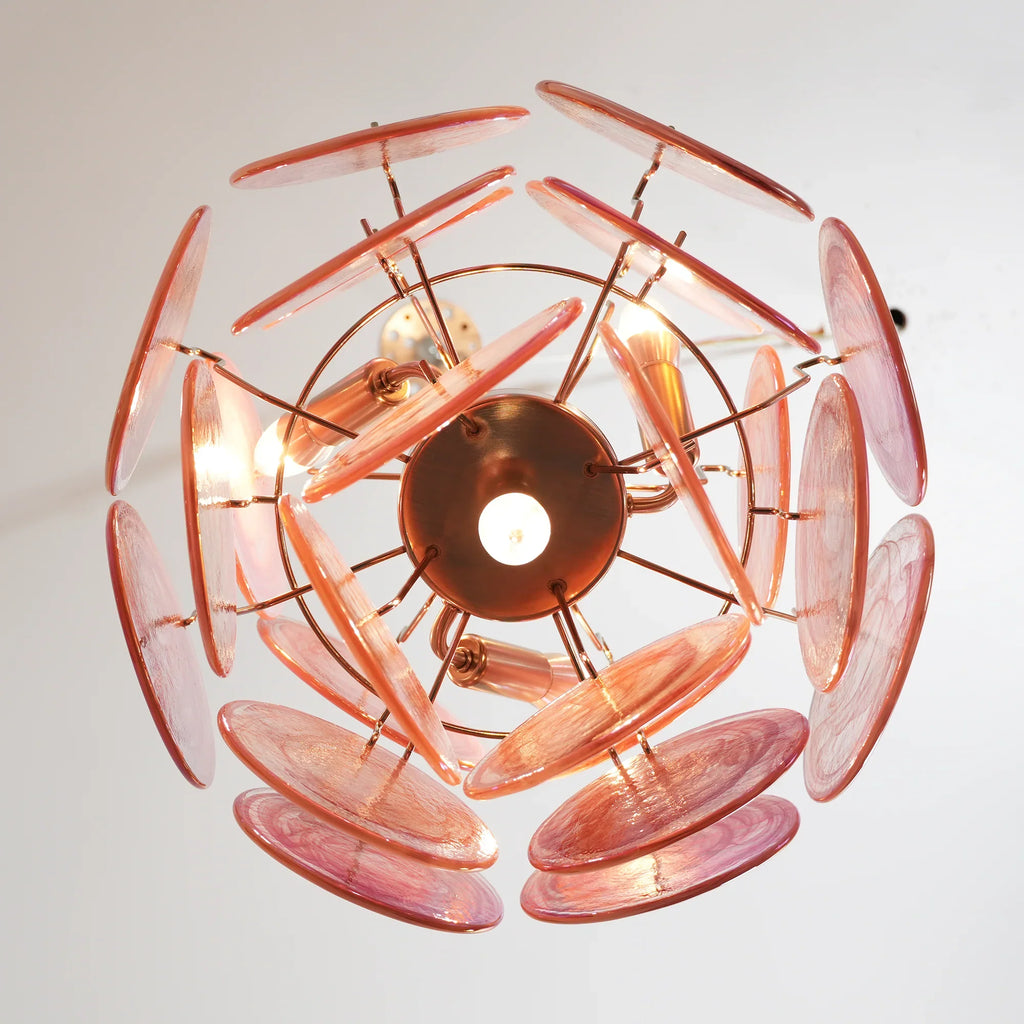 Vintage Murano Pink Glass Disks Chandelier product image