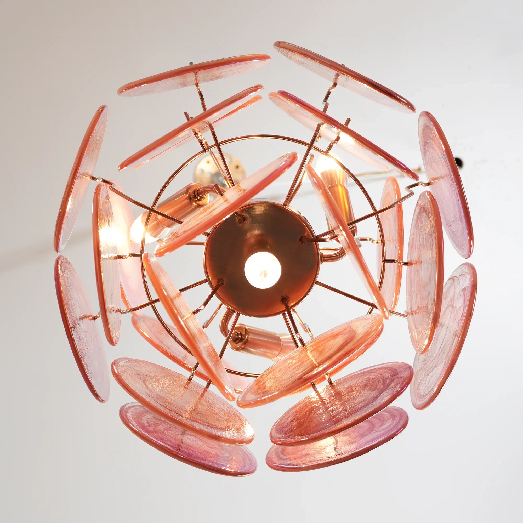 Vintage Murano Pink Glass Disks Chandelier product image
