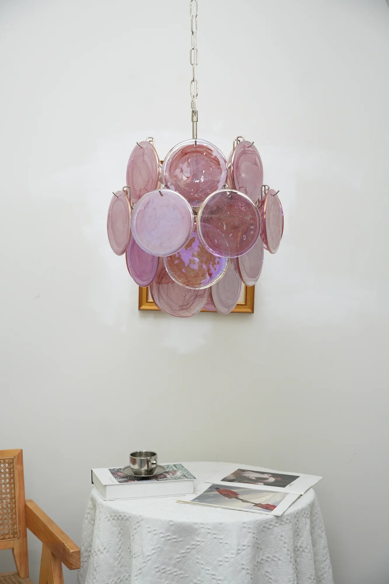 Vintage Murano Pink Glass Disks Chandelier product image