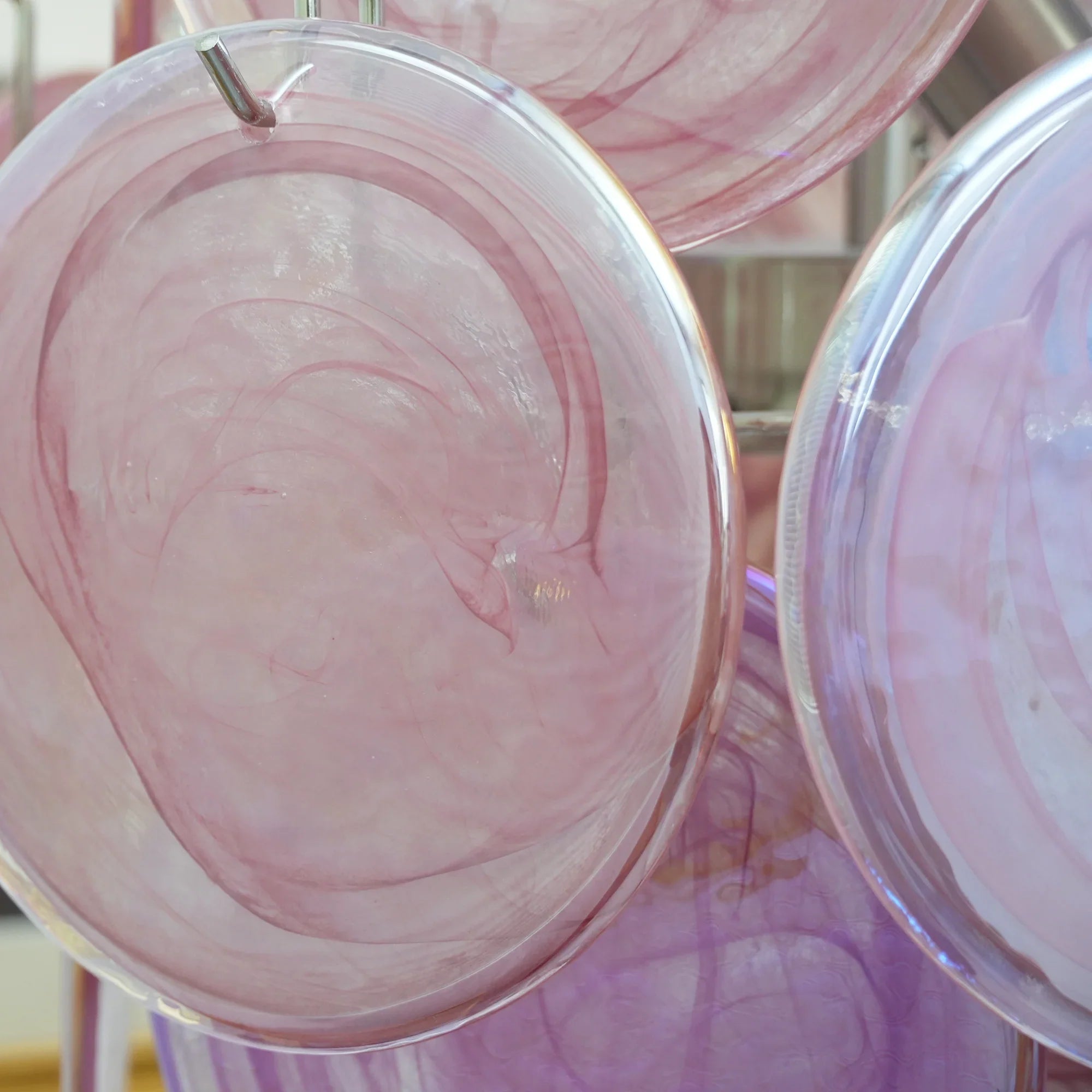Vintage Murano Pink Glass Disks Chandelier product image