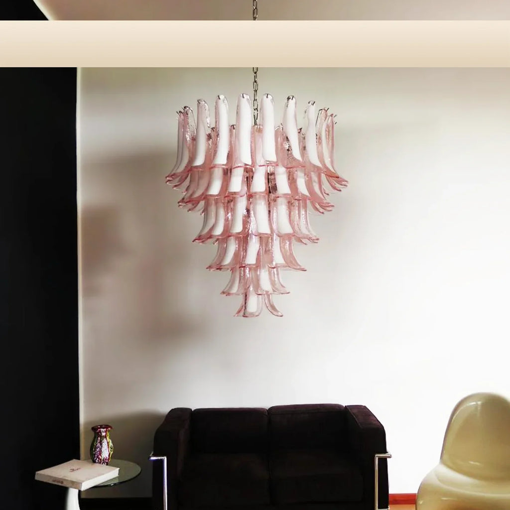 Vintage Murano Pink Glass Petals Chandelier product image