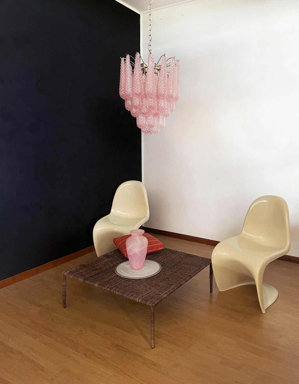Vintage Murano Pink Glass Petals Chandelier product image