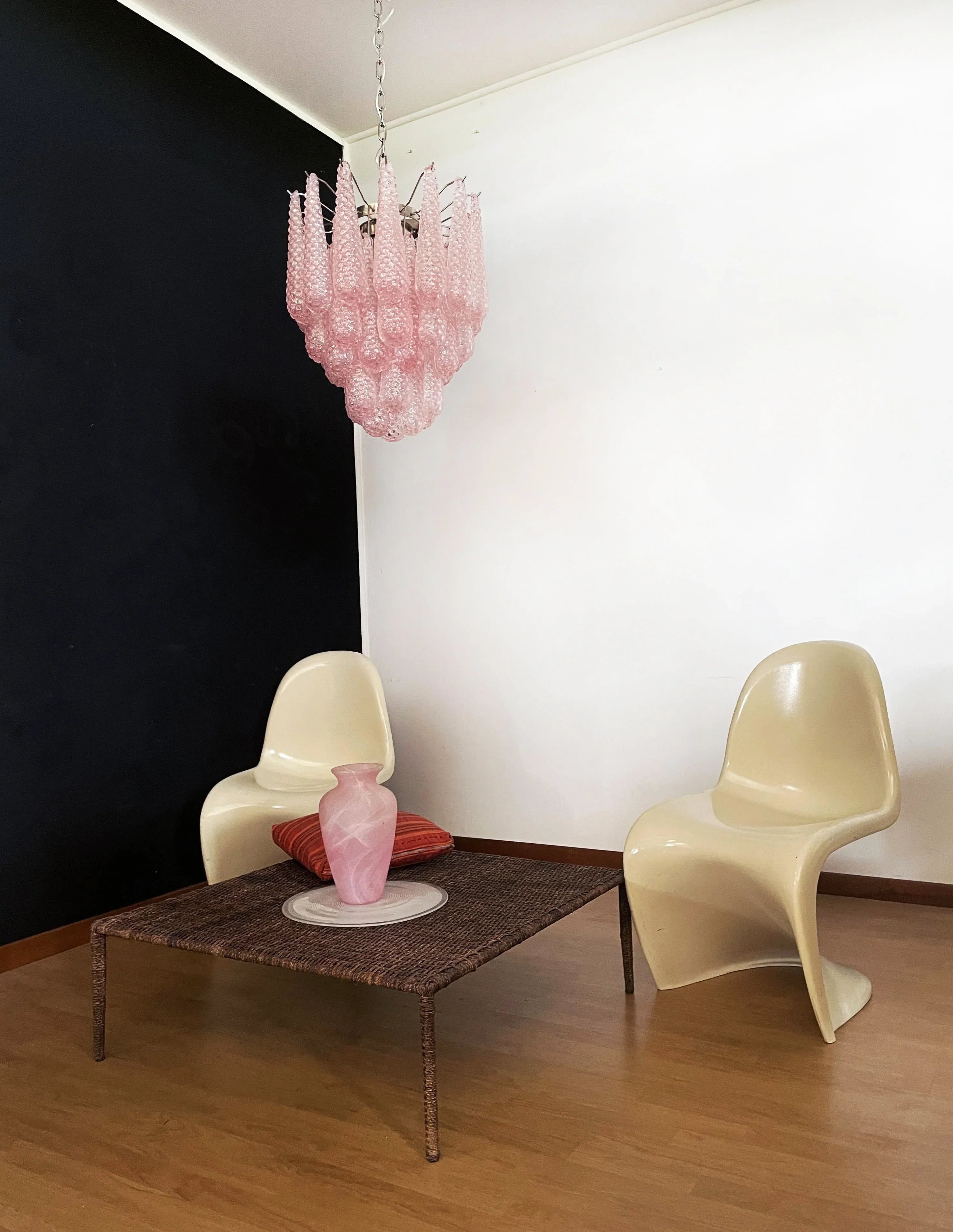 Vintage Murano Pink Glass Petals Chandelier product image