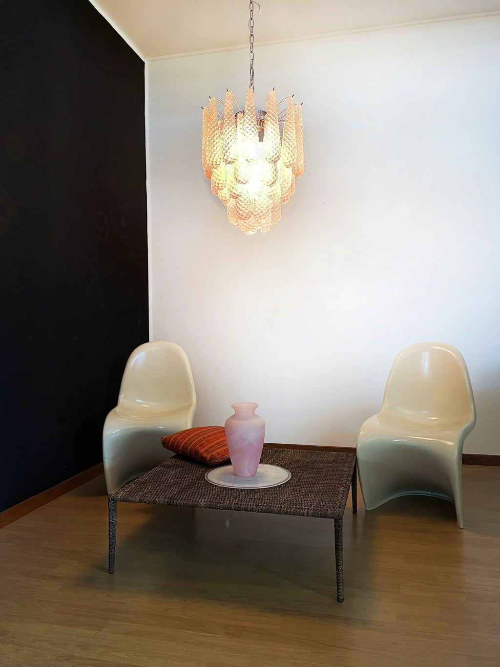 Vintage Murano Pink Glass Petals Chandelier product image